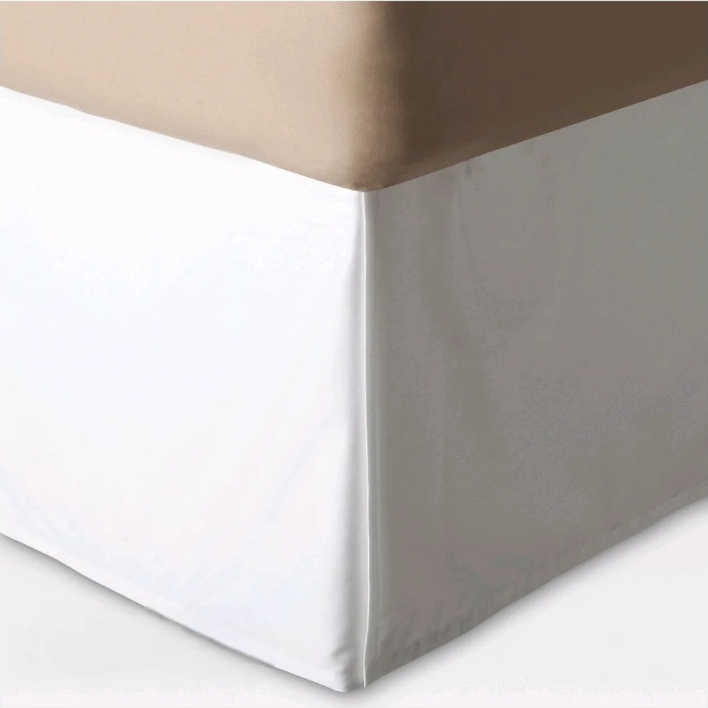 Threshold Pleated Sateen White Wrinkle Resistant Cotton Bed Skirt - King